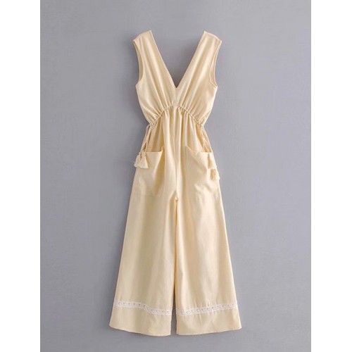 Fashion Beige Pure Color Decorated JumpsuitNo.:E870655(0) Write a review