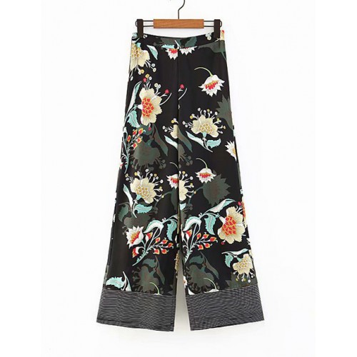 Fashion Black Flower Pattern Decorated Long PantsNo.:E870995(0) Write a review