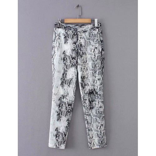 Fashion Gray Snake Skin Pattern Decorated Long PantsNo.:E871705(0) Write a review