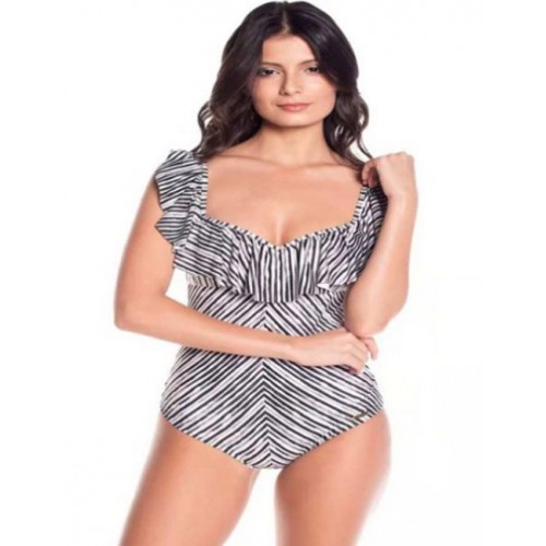 Sexy White+black Stripe Pattern Decorated One-piece SwimwearNo.:F173335(0) Write a review