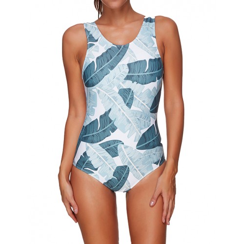 Fashion White Leaf Pattern Decorated SwimwearNo.:F193585(0) Write a review