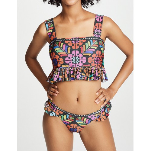 Sexy Multi-color Flower Pattern Decorated Split SwimwearNo.:F225315(0) Write a review